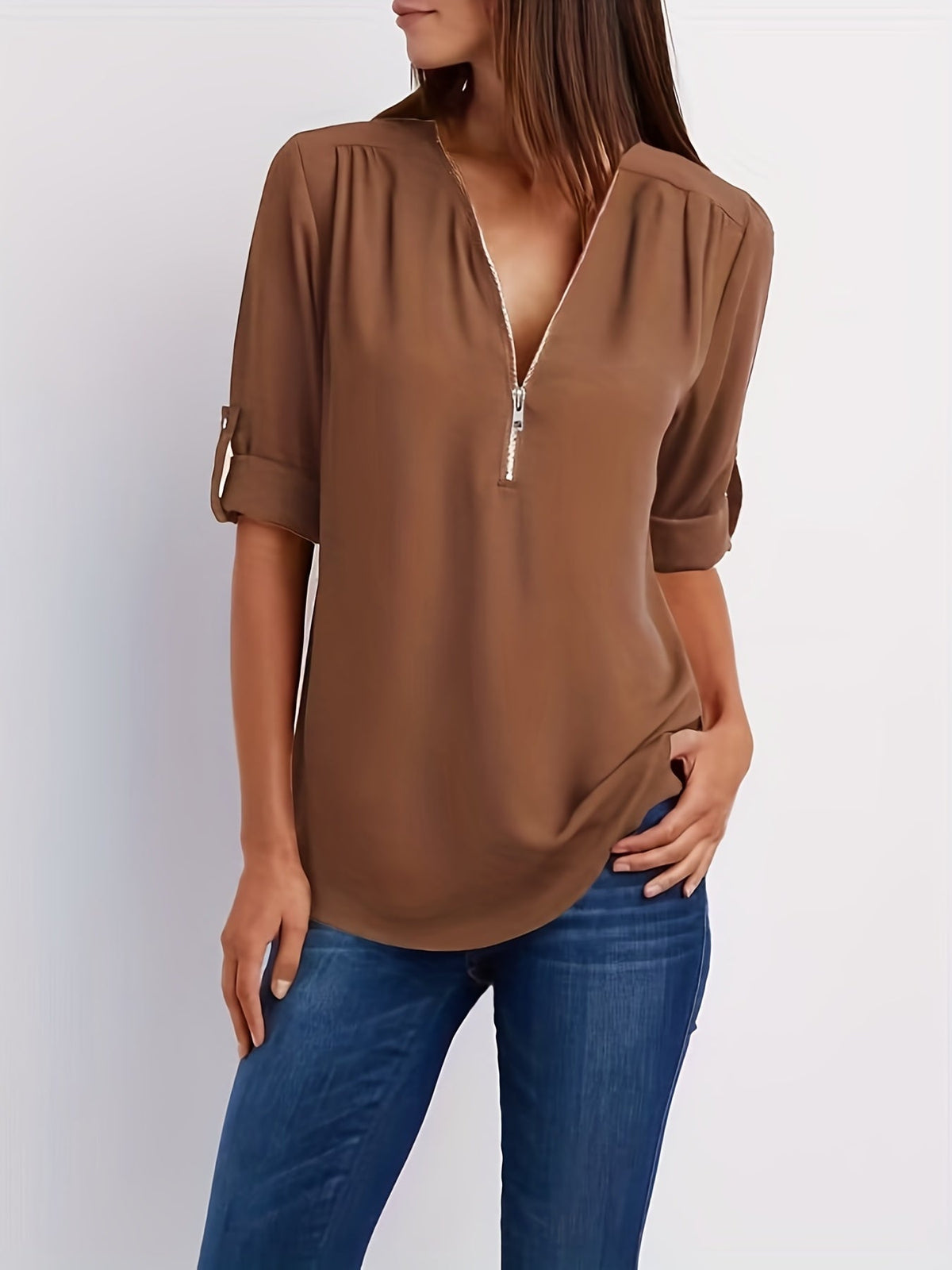 Everlena | Zip-Neck Blouse