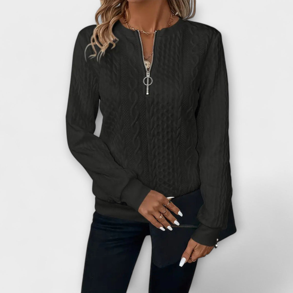 Joy | Elegant White Jumper With Relief Pattern
