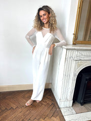 Talaya | Sheer-Sleeve Wide-Leg Jumpsuit