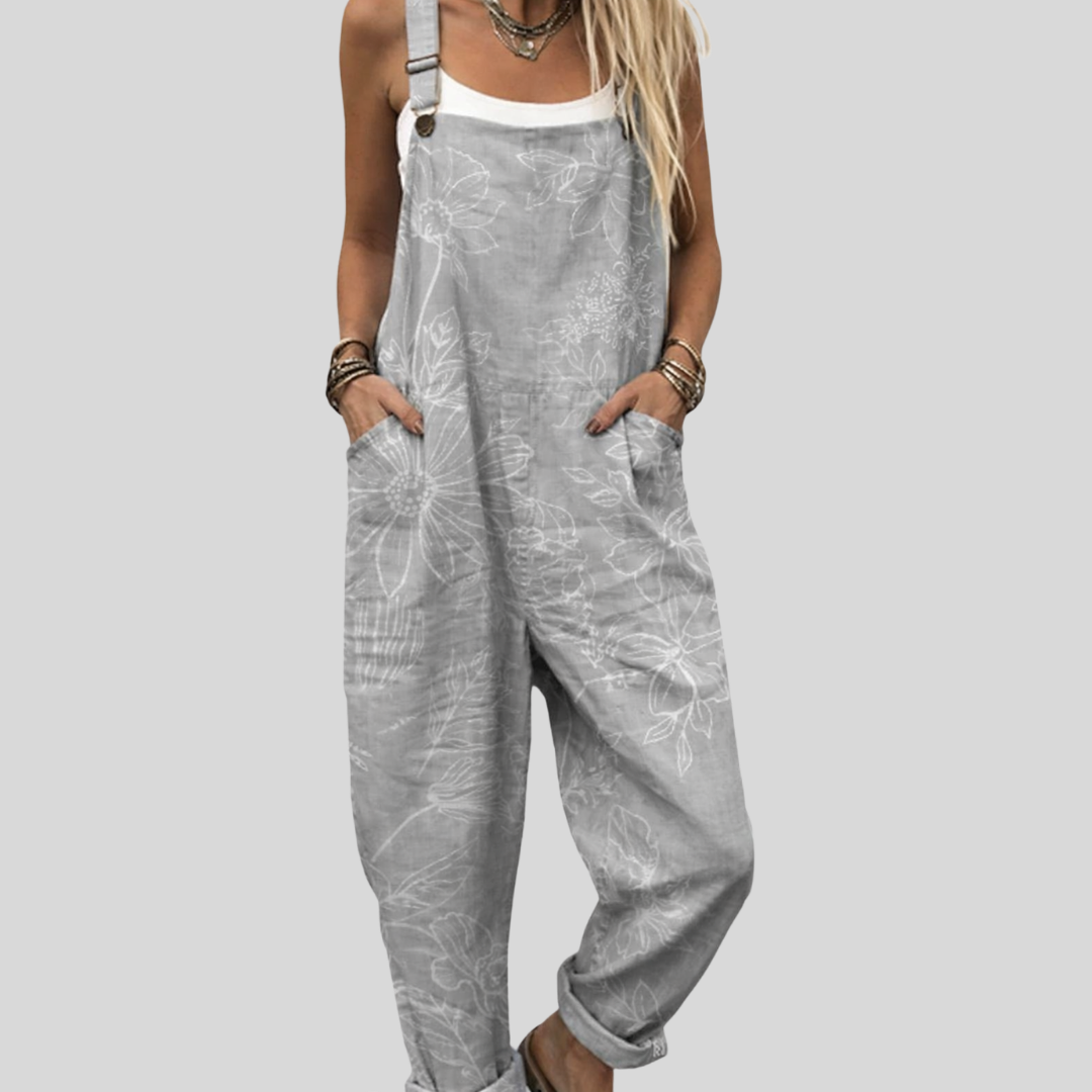 FLOWING ADJUSTABLE-STRAP CROPPED DUNGAREES