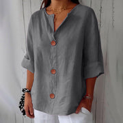 Tenaya | V-Neck Large-Button Shirt