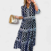 Juliana | Midi Dress White Ketting Pattern