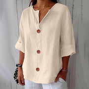 Tenaya | V-Neck Large-Button Shirt