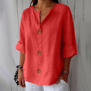 Tenaya | V-Neck Large-Button Shirt