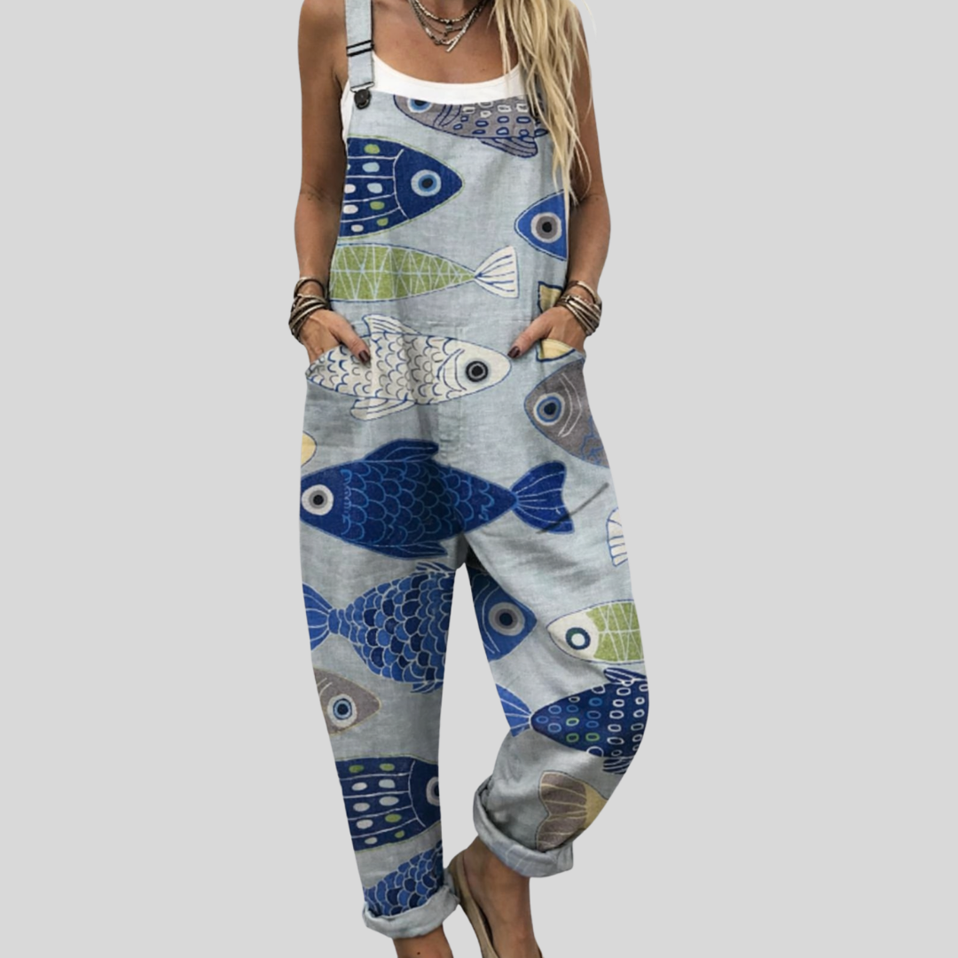 FLOWING ADJUSTABLE-STRAP CROPPED DUNGAREES