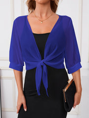 Alfredia | Tie-Front Sheer Cardigan