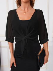 Alfredia | Tie-Front Sheer Cardigan