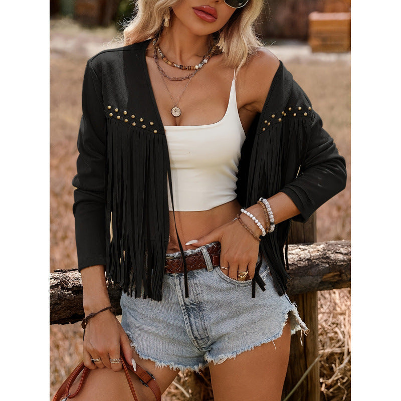 Giuliana | Fringed Open-Front Jacket