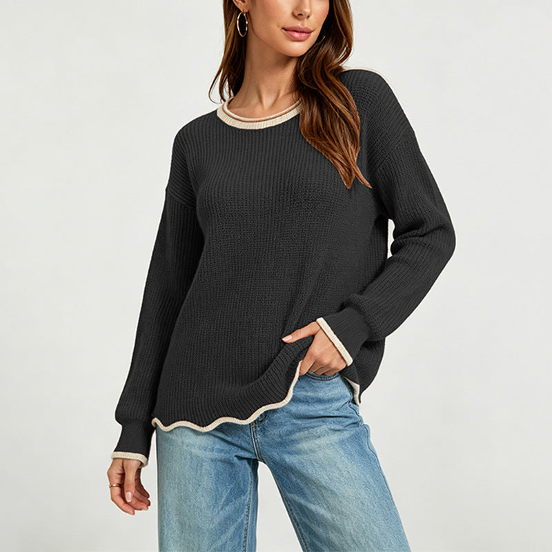 Lashawnda | Contrast Scallop-Hem Jumper
