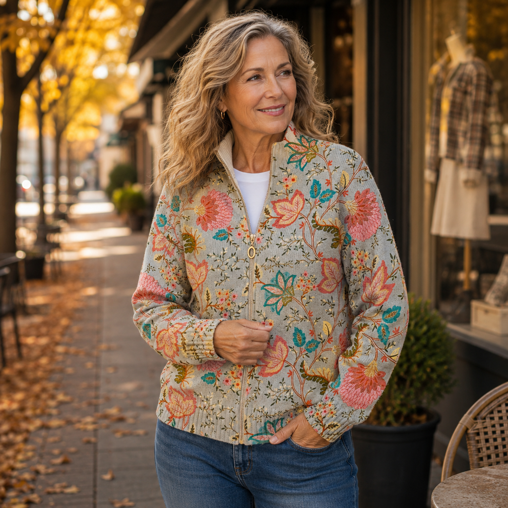 MARGHERITA | FLOWER-GARDEN ZIP CARDIGAN