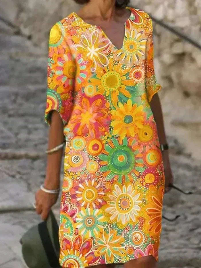 Nira | Midi Flower Dress Beaming