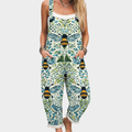 RELAXED-FIT PRINTED ADJUSTABLE-STRAP DUNGAREES
