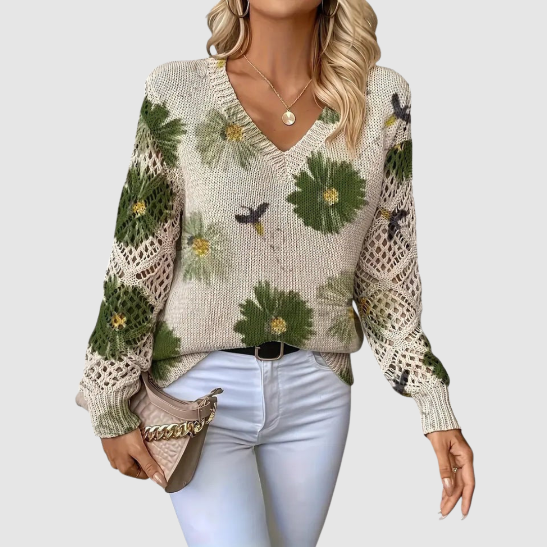 Meda | Elegant Jumper With Flower Pattern