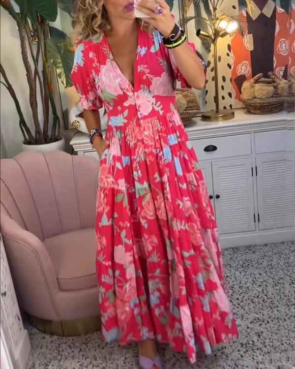 FLORIANA | FLORAL V-NECK DRESS