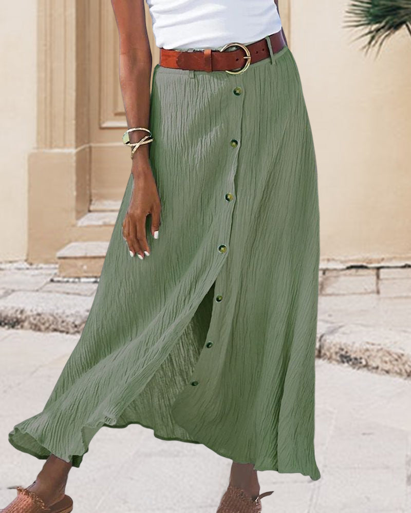 SYNDY | BUTTON-FRONT HIGH-WAISTED SKIRT