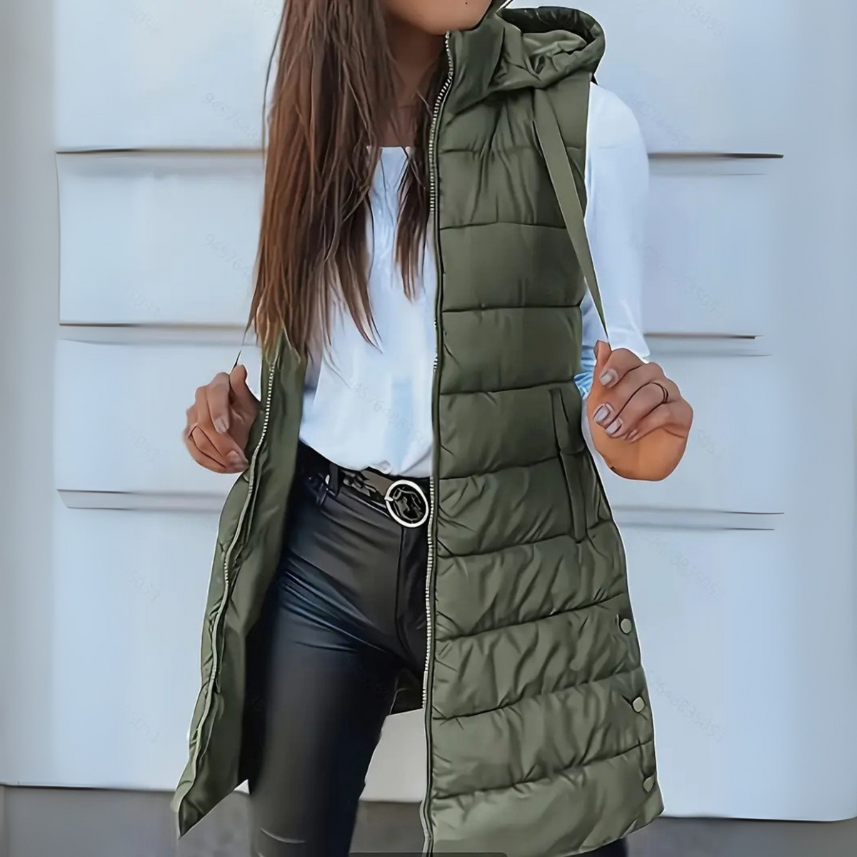 Emogene | Long Quilted Zip Gilet