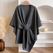 Mairwen | Oversized Windproof Poncho Cape Coat in Dark Grey
