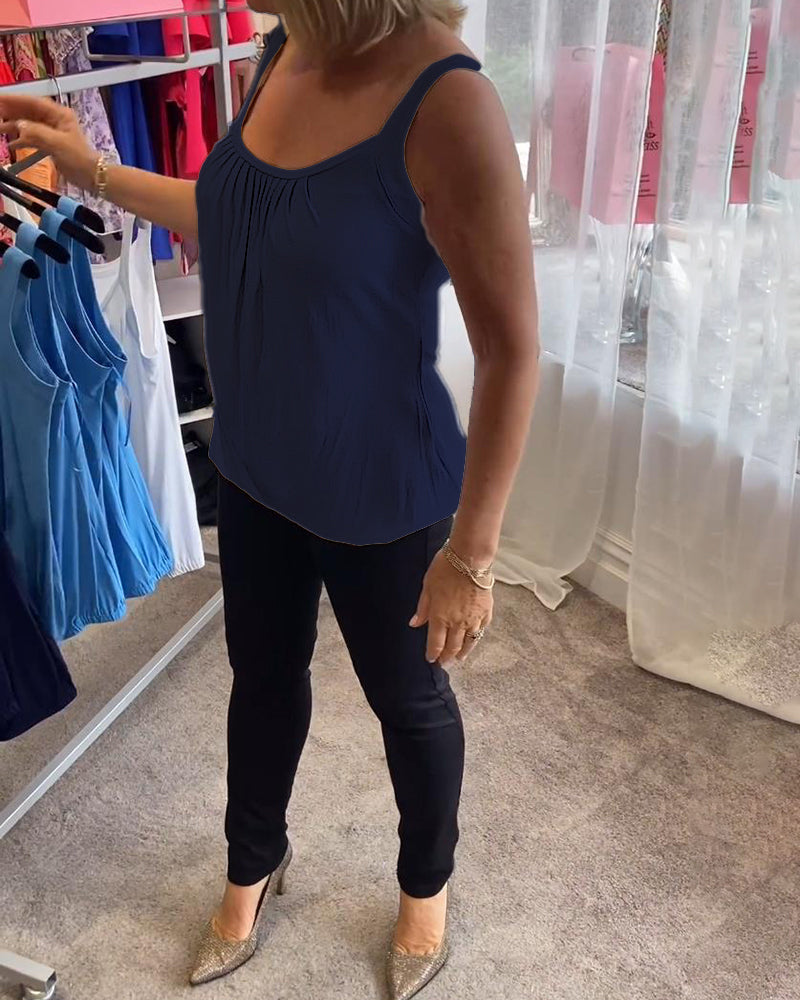 Deangela | Gathered Scoop-Neck Top
