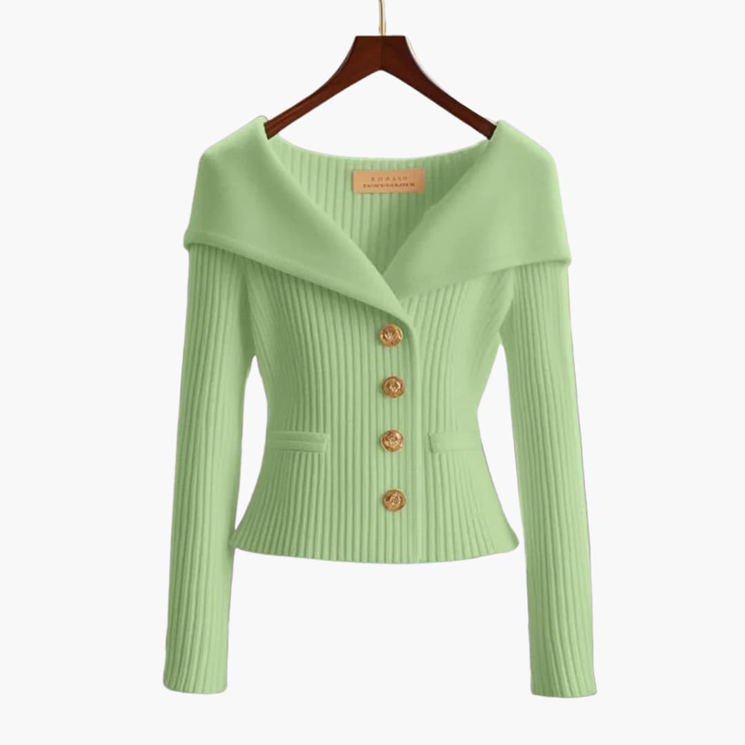 Donella | Foldover-Collar Button Cardigan