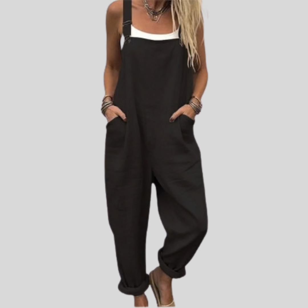 FLOWING ADJUSTABLE-STRAP CROPPED DUNGAREES