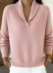 Elise shawl-collar V-neck jumper in Pink