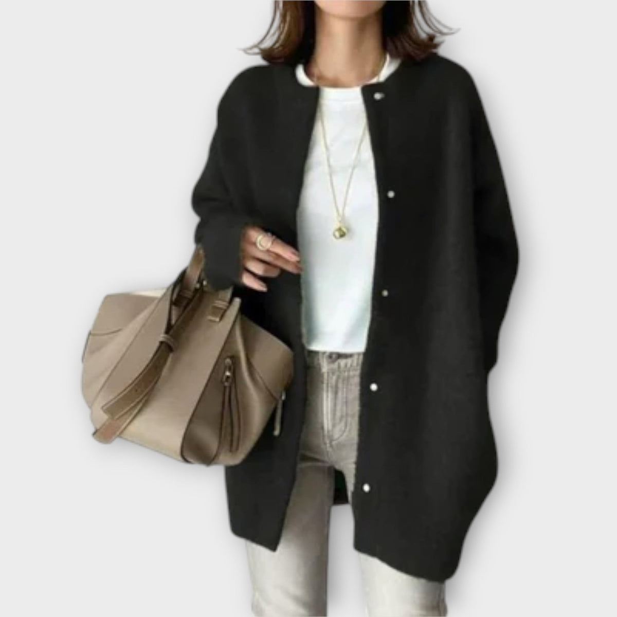 Lilly | Elegant Brown Cardigan With Button Row