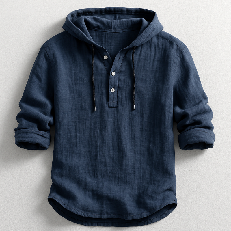 Sebrina | Button-Neck Textured Hoodie