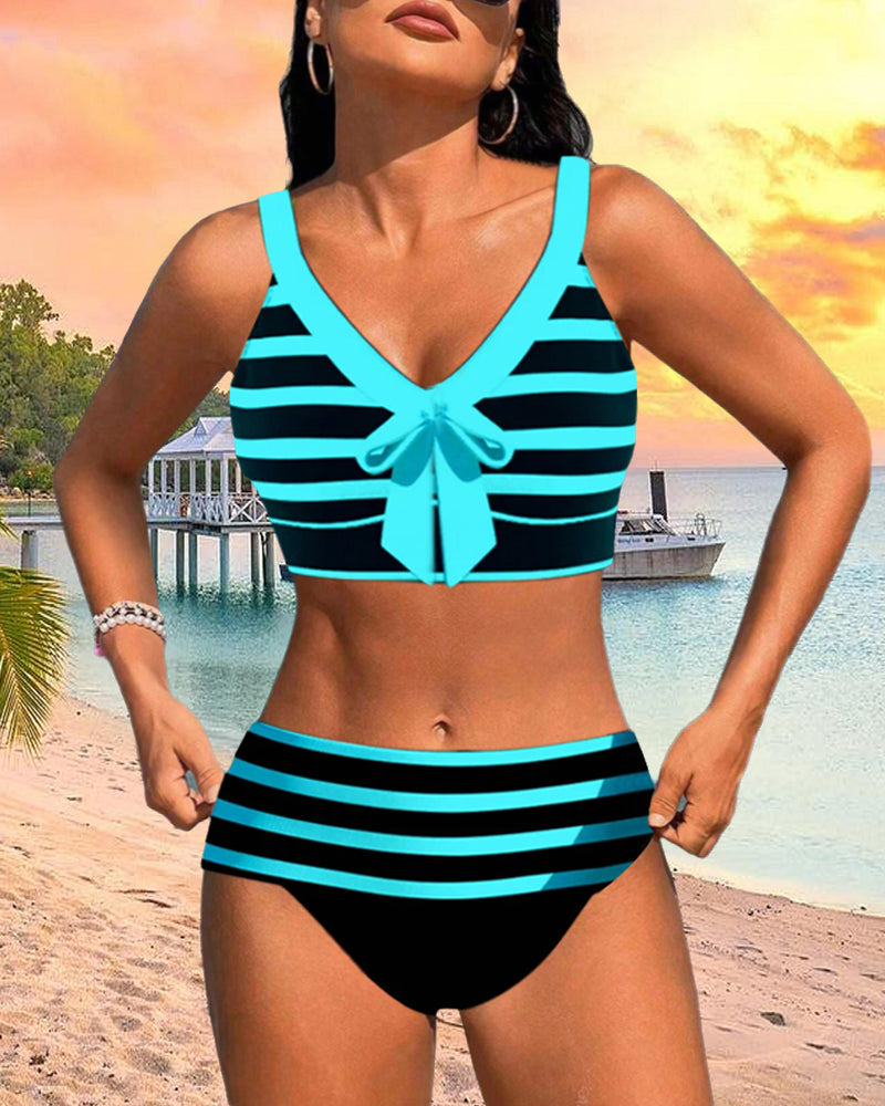 LALUNA | STRIPED HIGH-WAISTED BIKINI