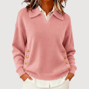 Takiyah | Collared Button-Hem Jumper