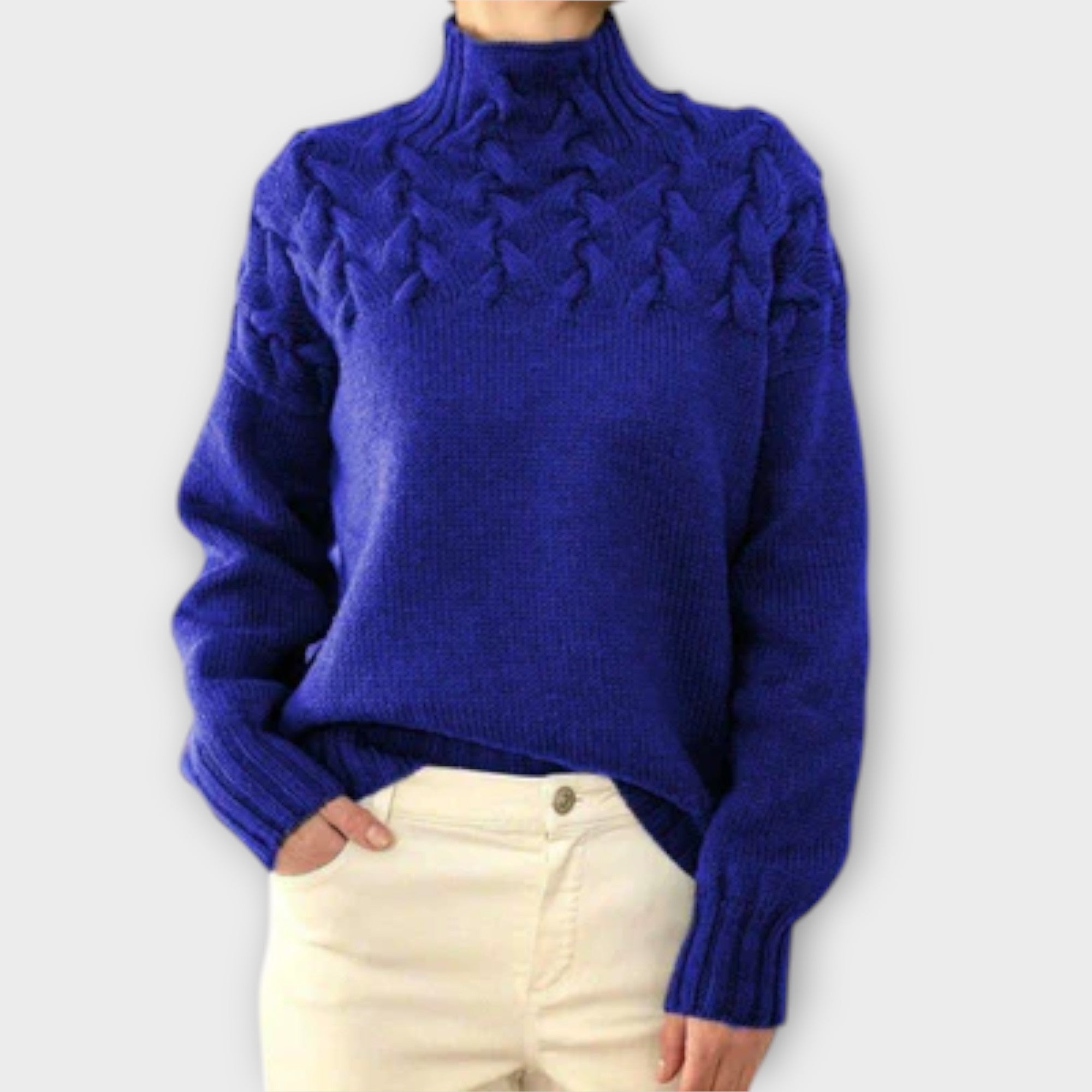 Eva | Black Jumper For Women With Cable Details