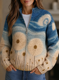 VINCENZA | LINED DANDELION ZIP CARDIGAN