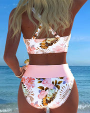 Bikini With Contrasting Floral Pattern And Split