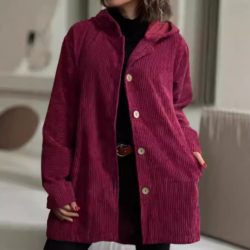 Tressie | Hooded Textured Button Coat