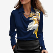 Kamie | Collared Cowl-Neck Blouse