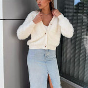 Maudie | Textured V-Neck Button Jacket