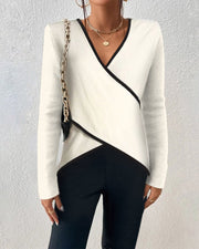 Enola | Contrast-Trim Wrap Jumper