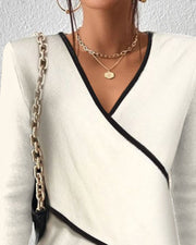 Enola | Contrast-Trim Wrap Jumper