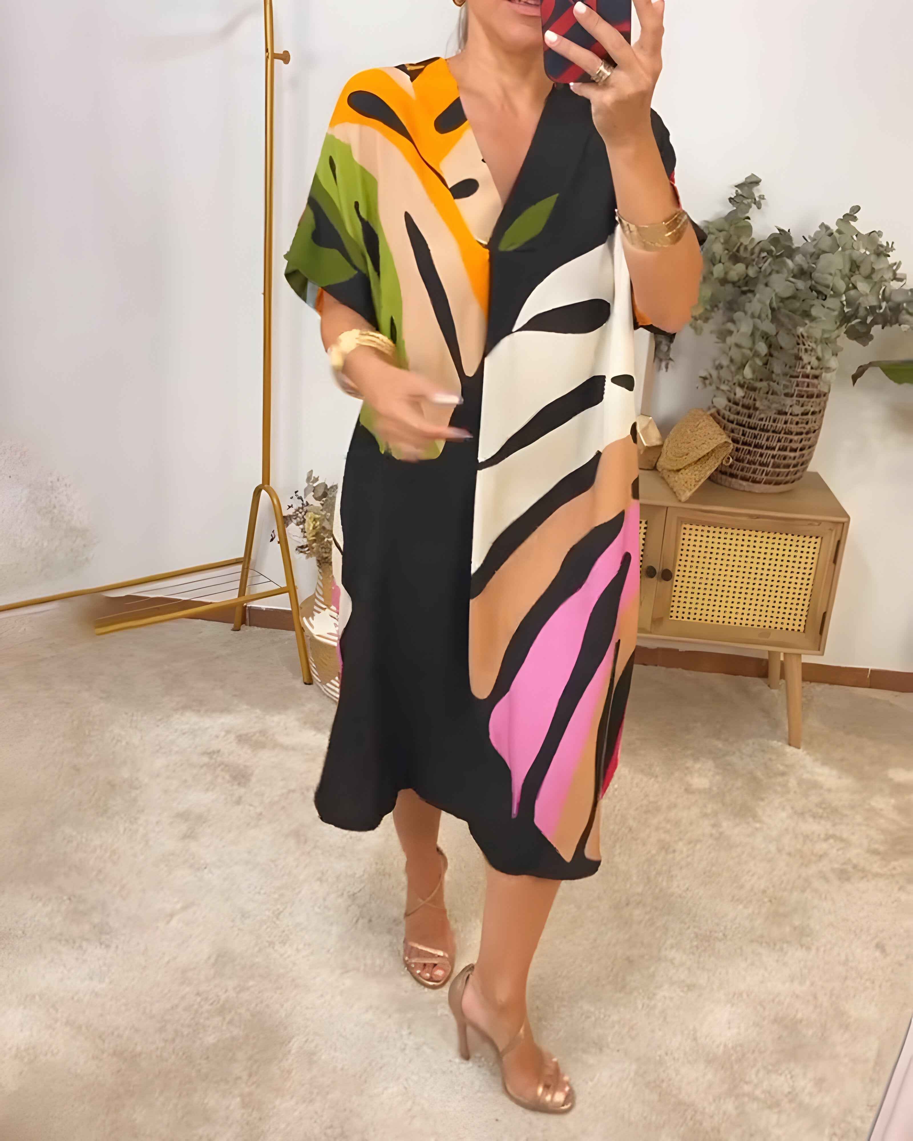RIANNA | PRINTED SHORT-SLEEVE DRESS