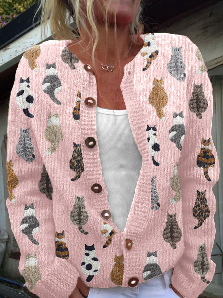 Graziella | Cardigan With Cat Print And Comfortable Fit