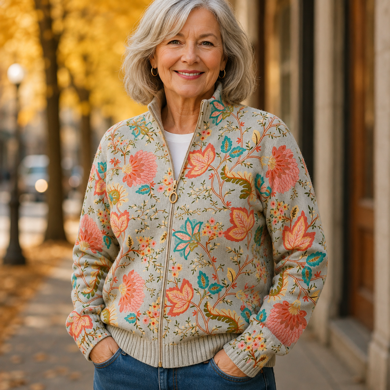 MARGHERITA | FLOWER-GARDEN ZIP CARDIGAN