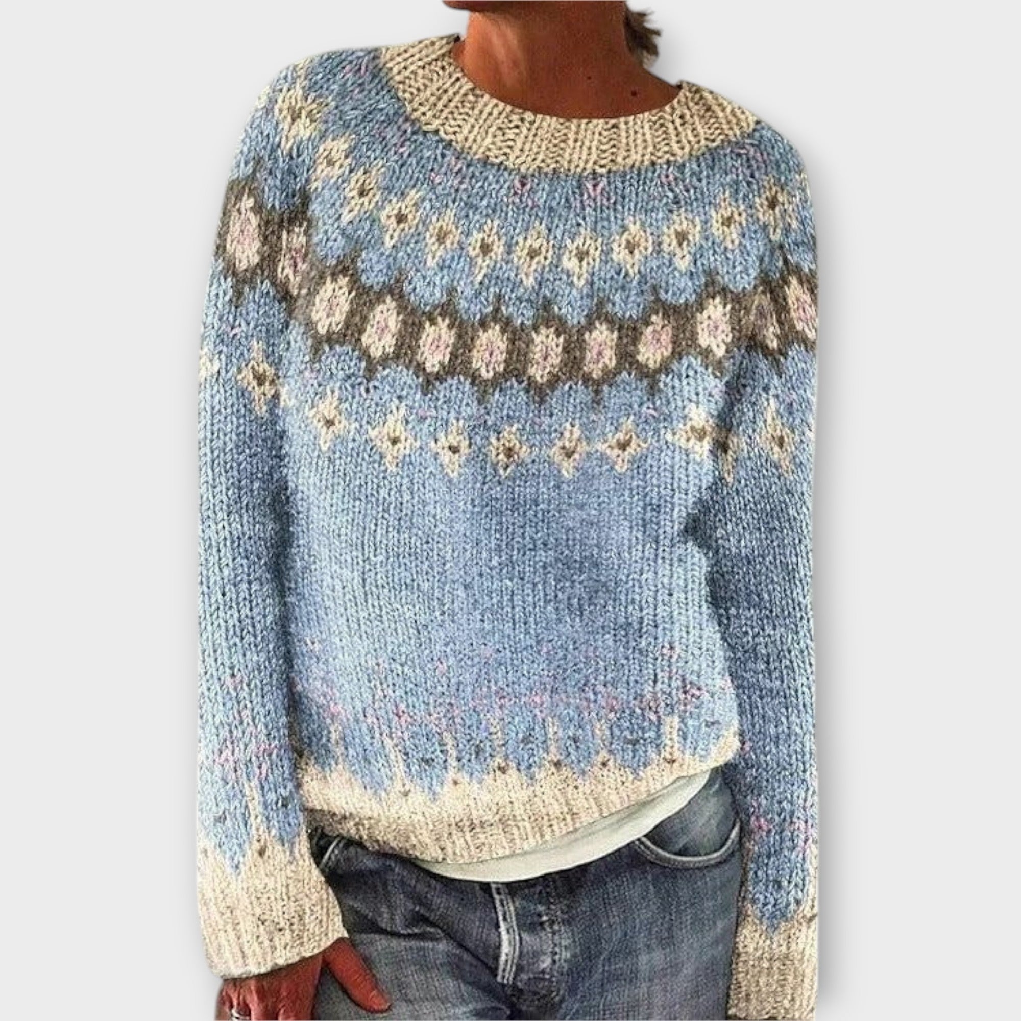 Devyn | Soft Petrol Jumper With Norwegian Pattern