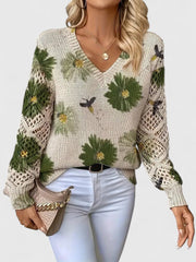 Raizel | Floral Open-Knit Jumper