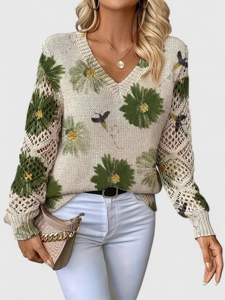Raizel | Floral Open-Knit Jumper