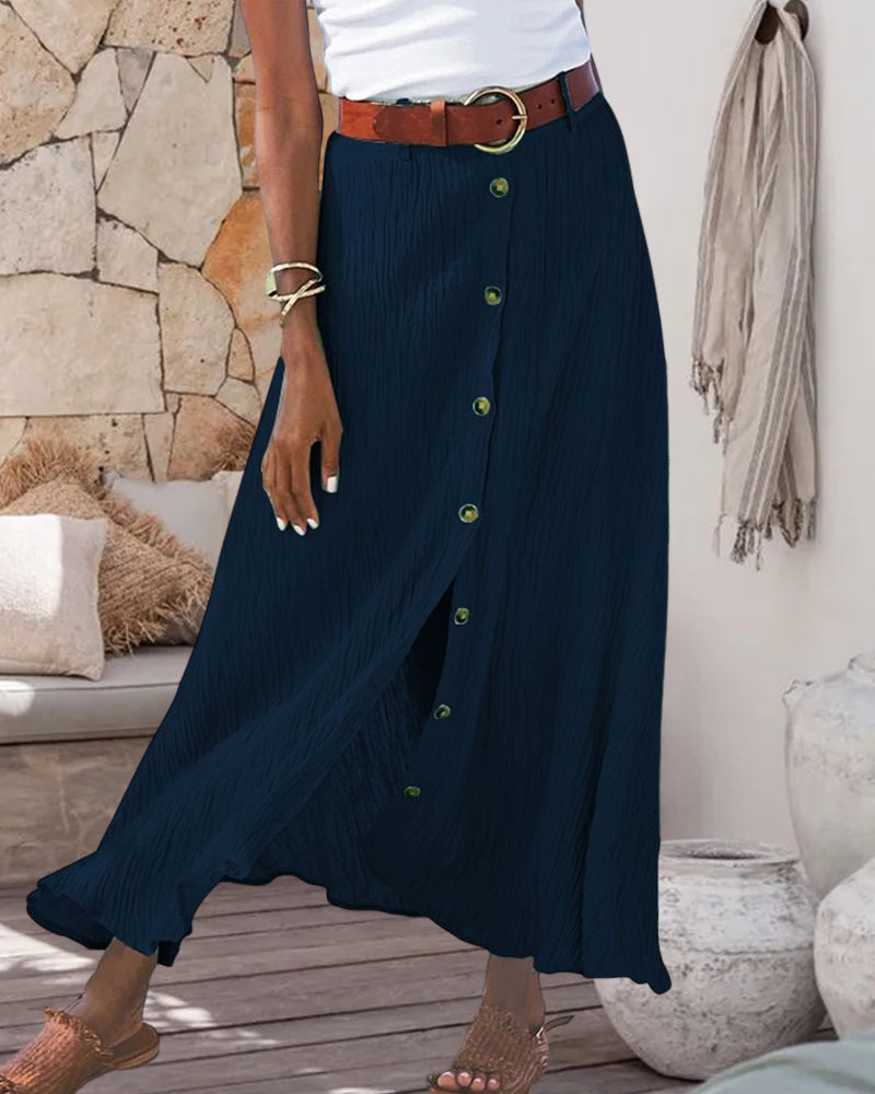 SYNDY | BUTTON-FRONT HIGH-WAISTED SKIRT