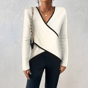Enola | Contrast-Trim Wrap Jumper