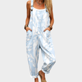 FLOWING PRINTED ADJUSTABLE-STRAP DUNGAREES