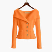 Donella | Foldover-Collar Button Cardigan