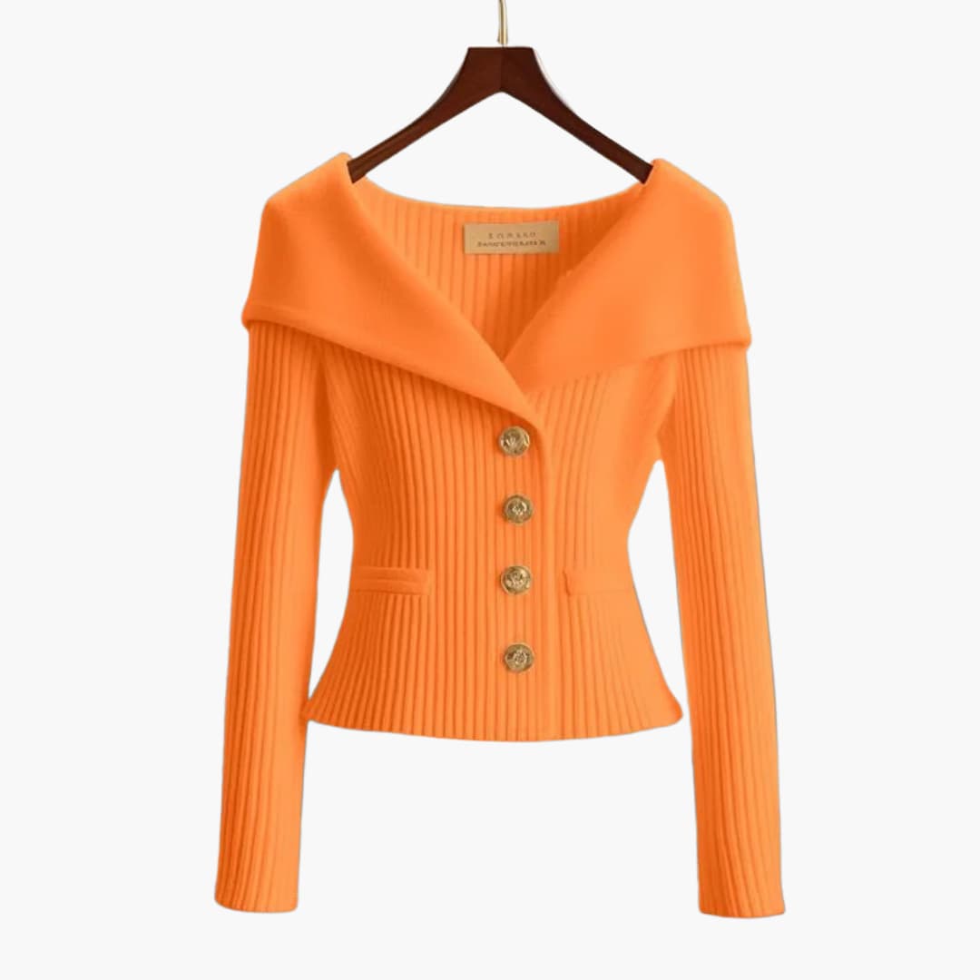Donella | Foldover-Collar Button Cardigan