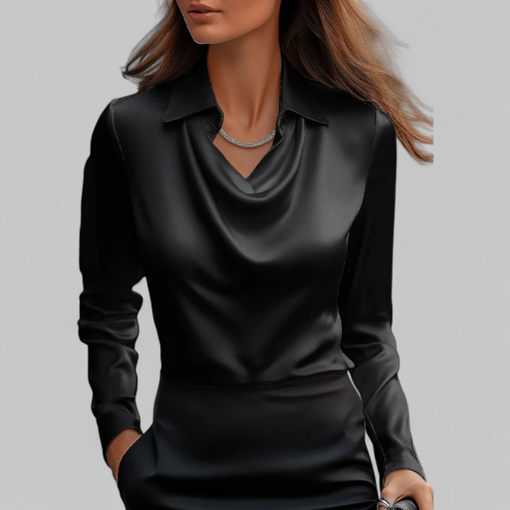 Kamie | Collared Cowl-Neck Blouse