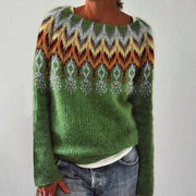 Veronika | Cozy Petrol Jumper With Pine Pattern